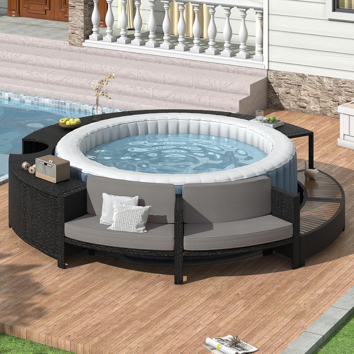 Outdoor Furniture Grey - Комплект садовой мебели из ротанга с