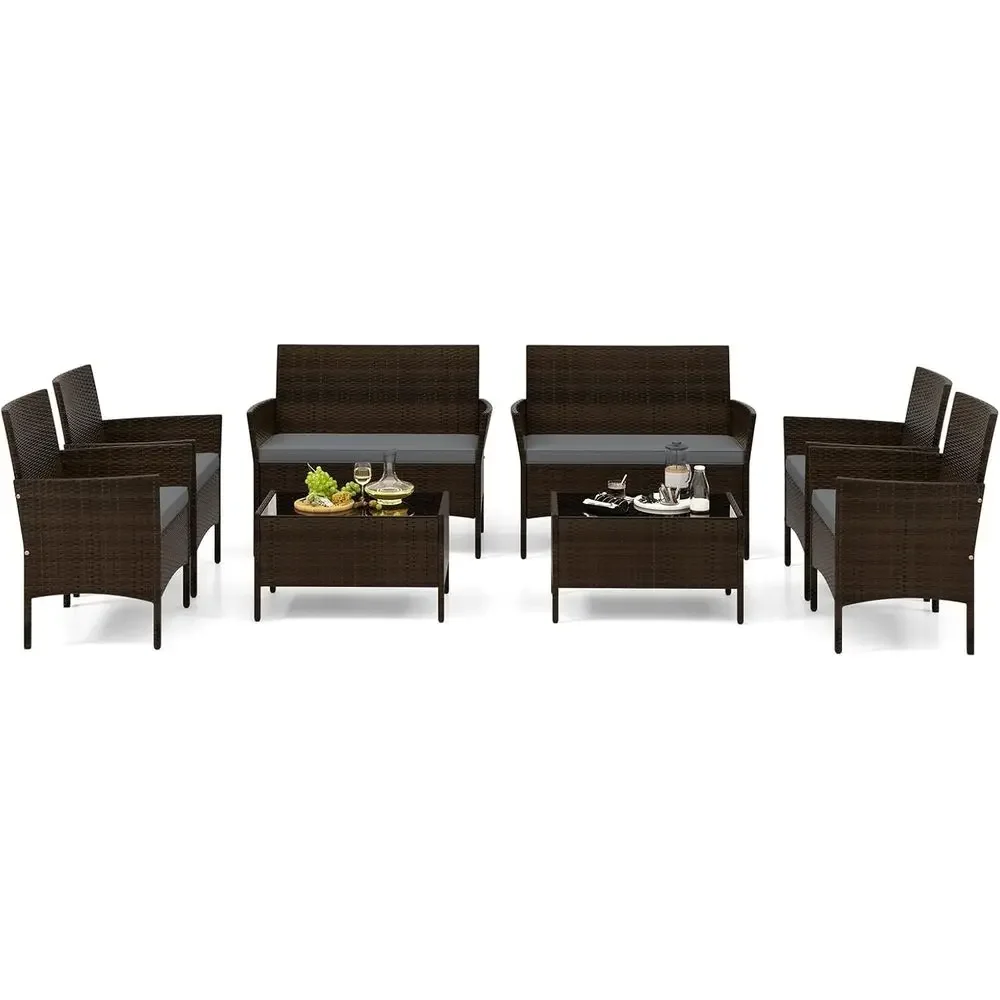 Outdoor Furniture Grey - Комплект садовой мебели из ротанга из