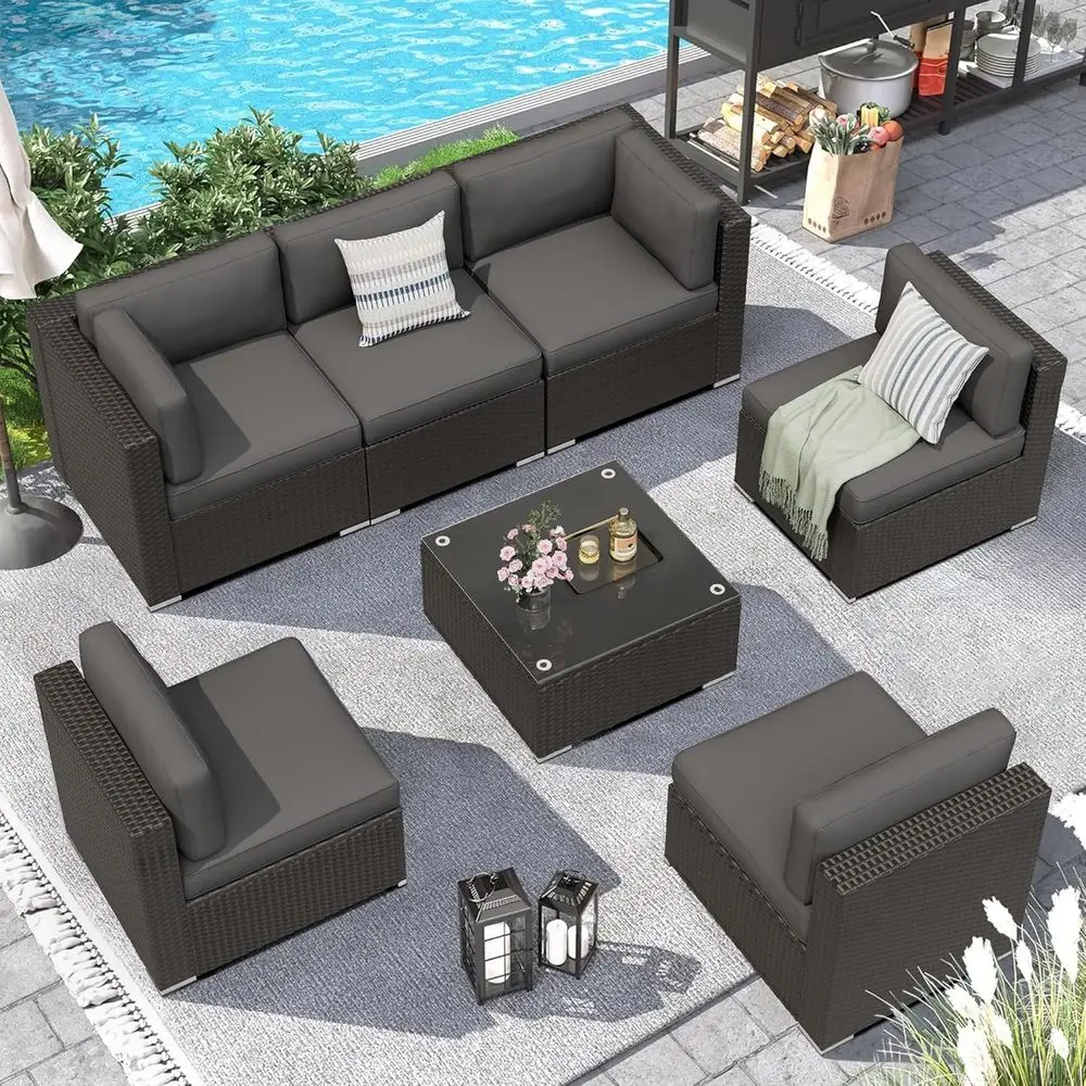 Outdoor Furniture Grey - Комплект садовой мебели из 7 предметов,