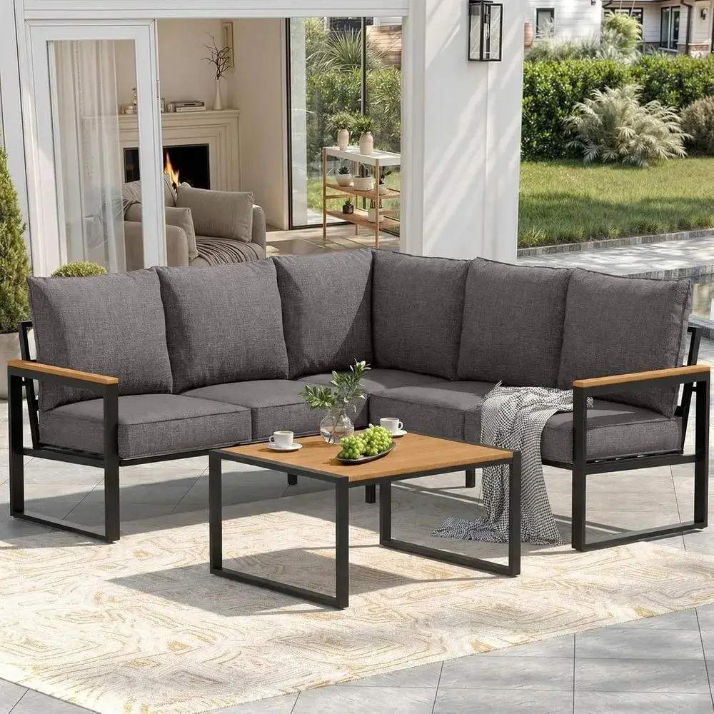 Outdoor Furniture Grey - Комплект уличной секционной мебели из 6