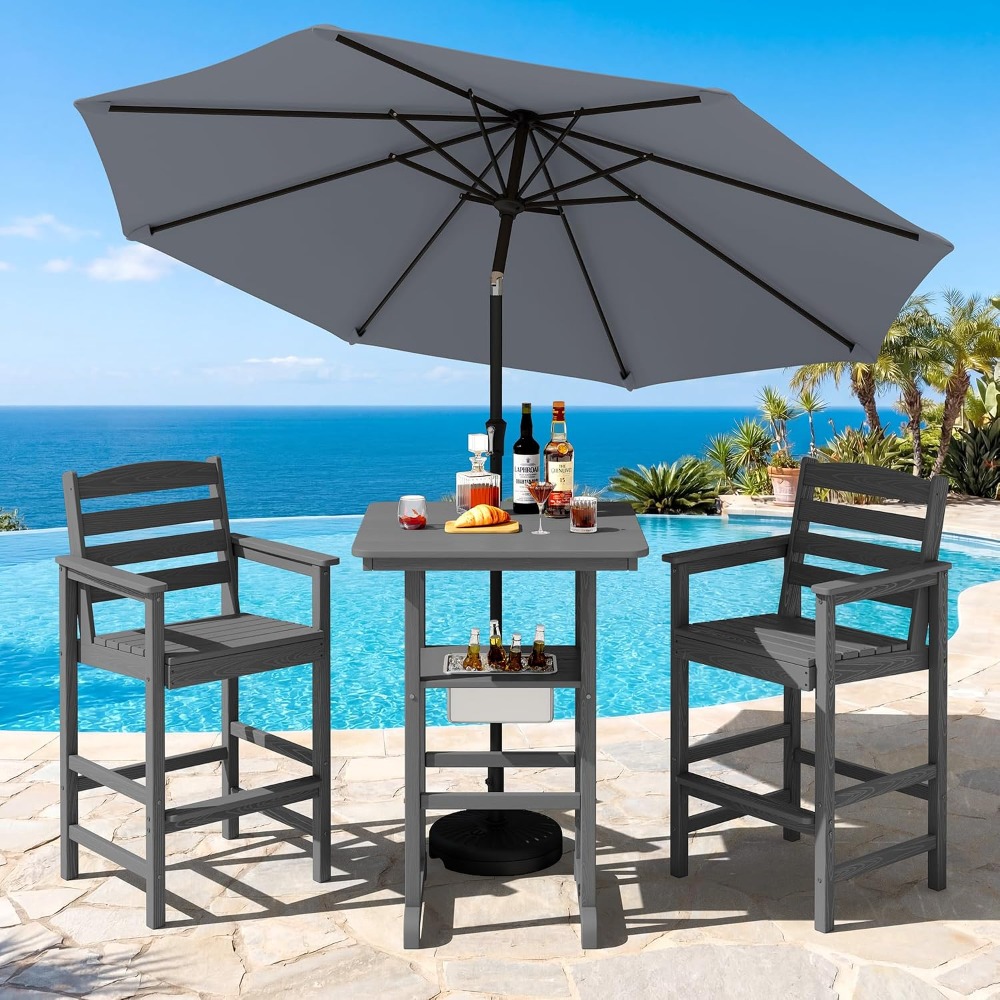 Outdoor Furniture Grey - Набор из 4 предметов: уличные барные