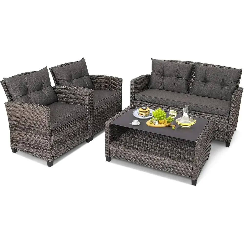 Outdoor Furniture Grey - Серый комплект садовой мебели: 4-местный набор
