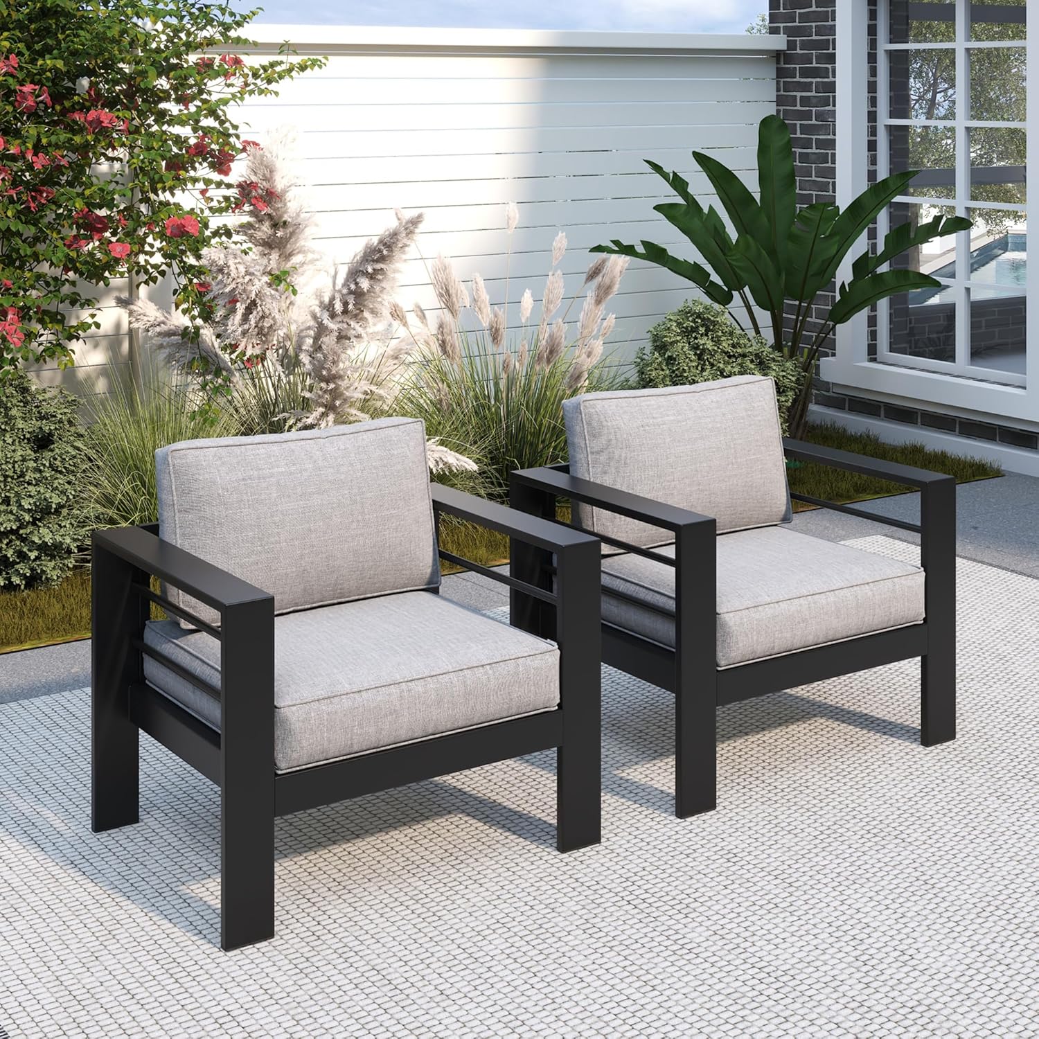 Outdoor Furniture Grey - Металлическое кресло для патио, 2 шт.,