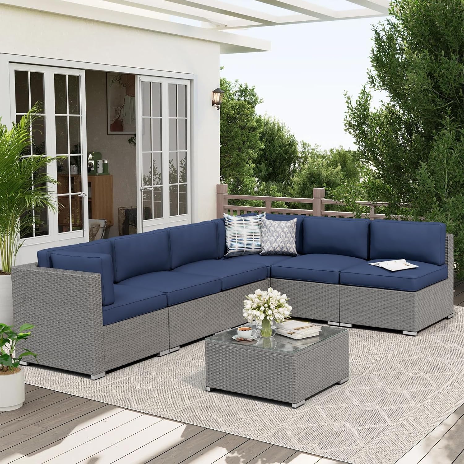 Outdoor Furniture Grey - Комплект садовой мебели из 7 предметов: