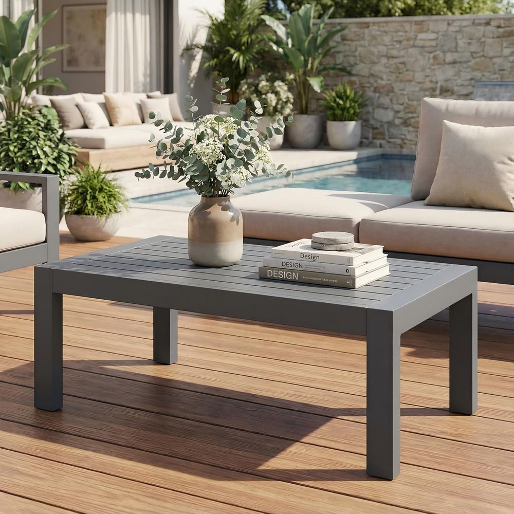 Outdoor Furniture Grey - Уличный кофейный столик из металла, устойчивый