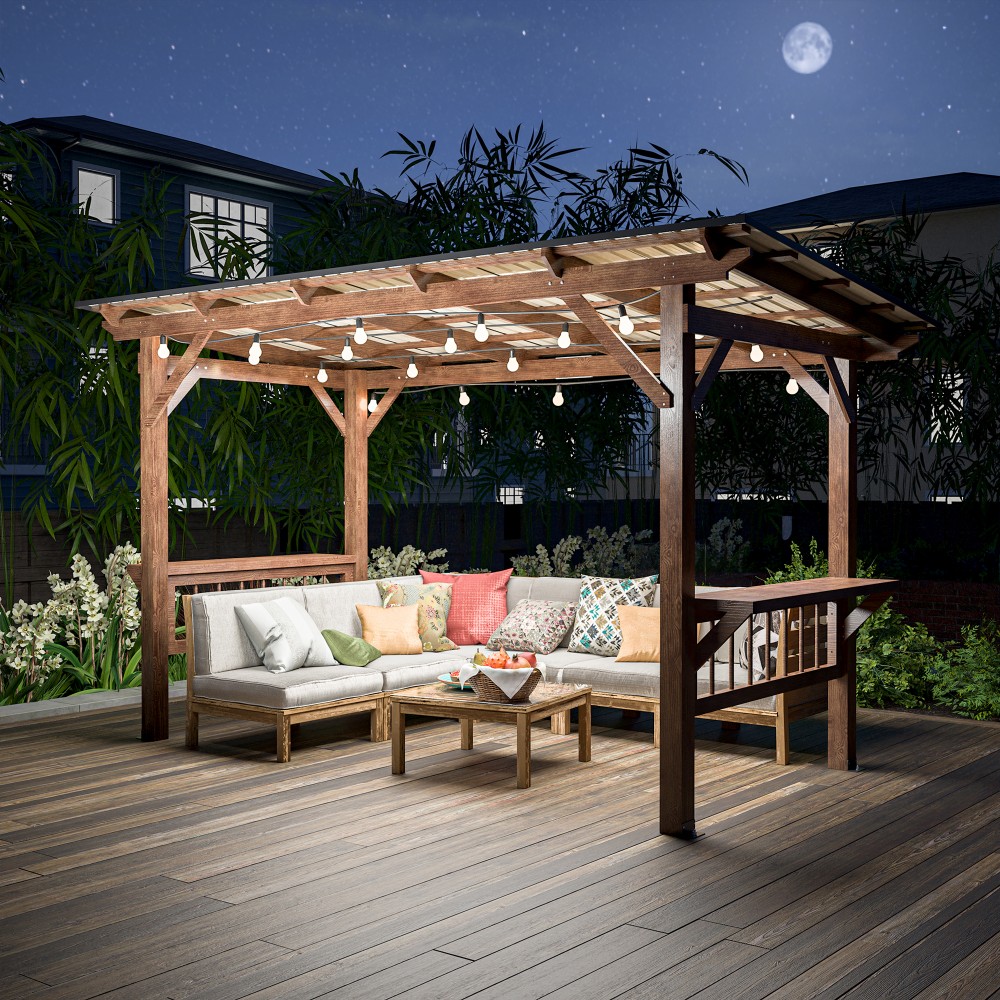 Outdoor Furniture Gazebo - Современная деревянная пергола-беседка 13' x 6.5'