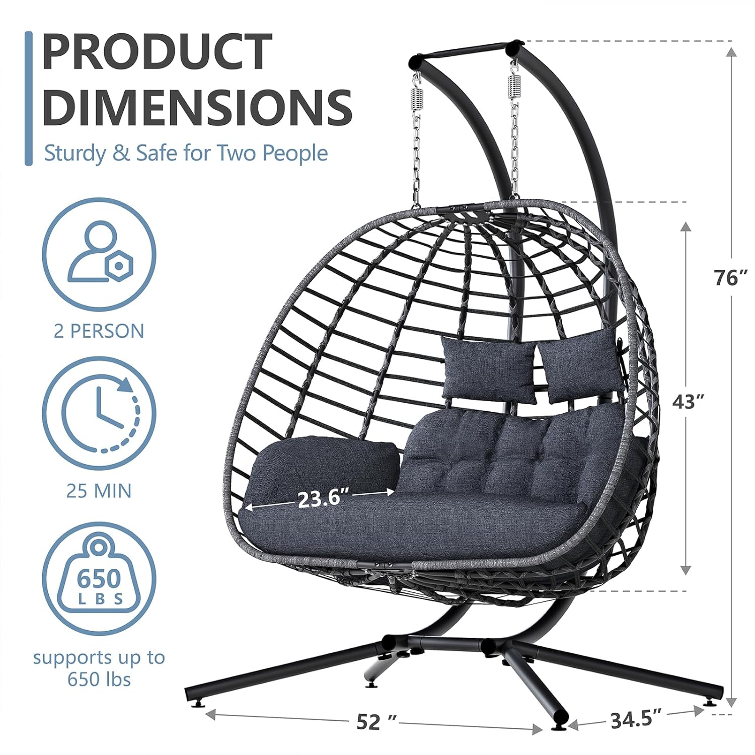 Двухместное кресло-качели с по – обзор и цена Outdoor Furniture Grey